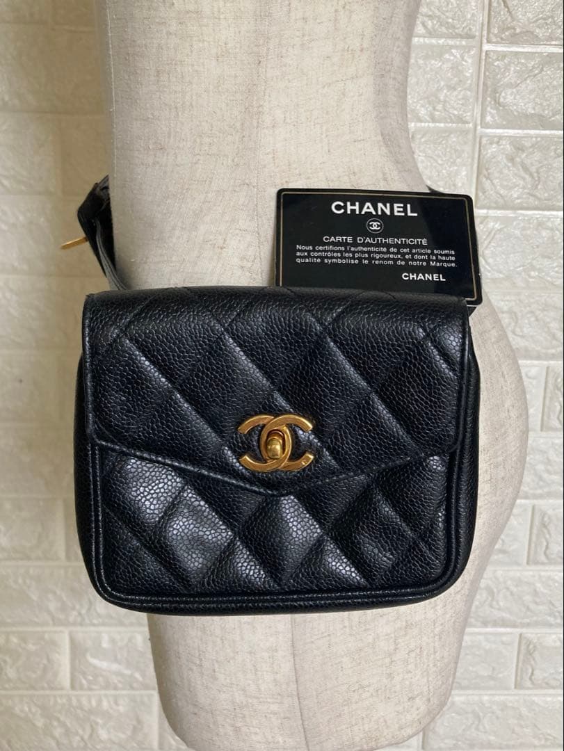 【希少】CHANEL キャビアスキン マトラッセ ウエストポーチ ウエストバッグ
