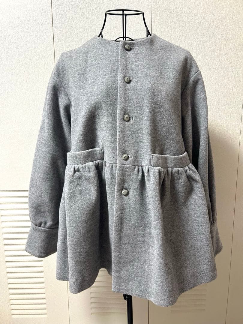 グレー / ノーカラージャケット / カシミヤ混
