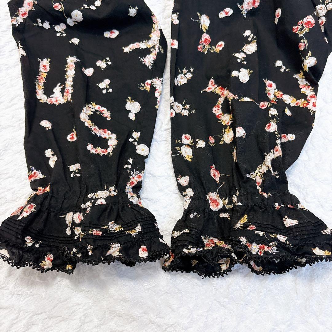 極美品✨PINK HOUSE フード付きフラワープリント チュニック　うさぎ　黒