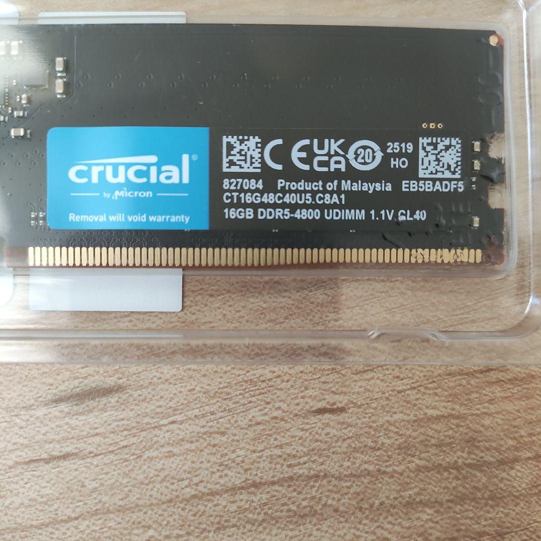 新品：Crucial 16GB DDR5-4800 UDIMM