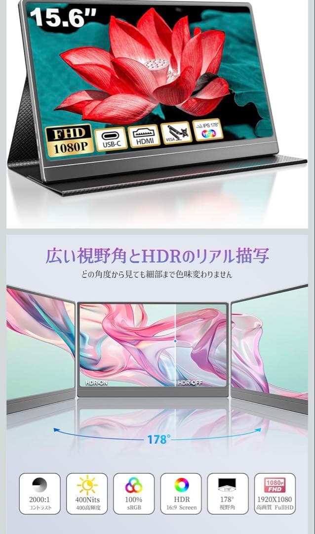 モバイルモニター 15.6インチ モバイルディスプレイ 1920*1080