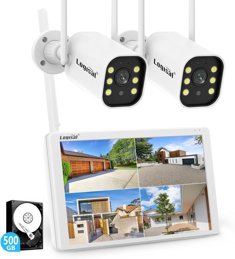 とし【500万画素・信号強化】防犯カメラ 屋外 2台 モニター付き