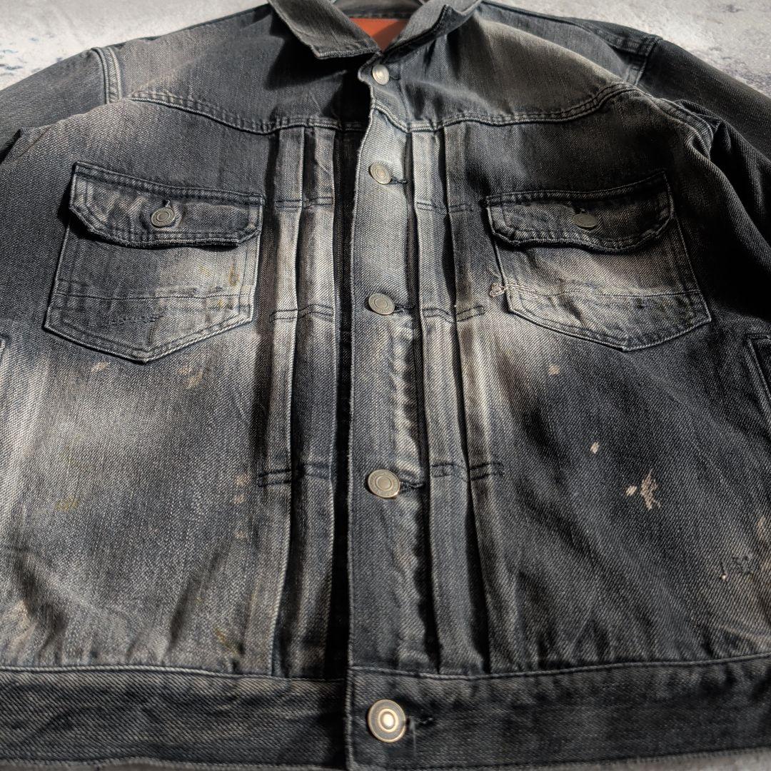 デンハム デニムジャケット Gジャン 2nd ダメージ加工 ブラック M