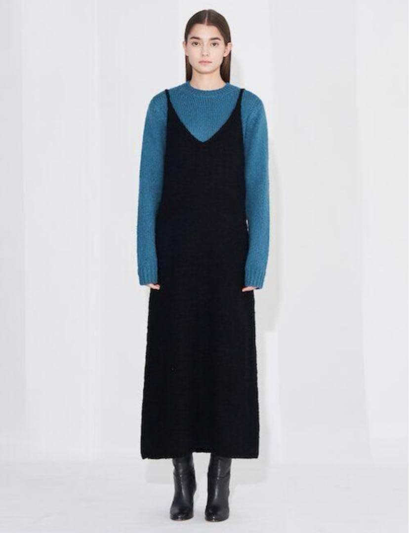 オーラリー ニットキャミソールドレス ブラック 1