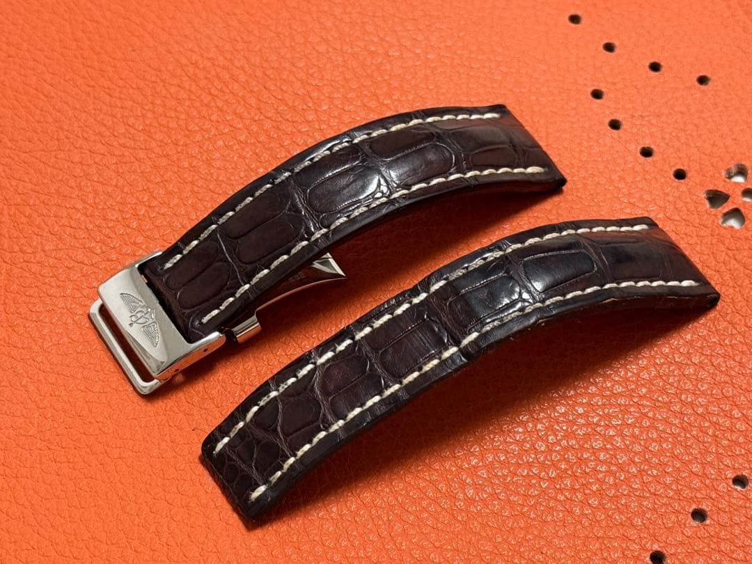 ブライトリング BREITLING 22-20 純正Dバックルクロコレザーベルト