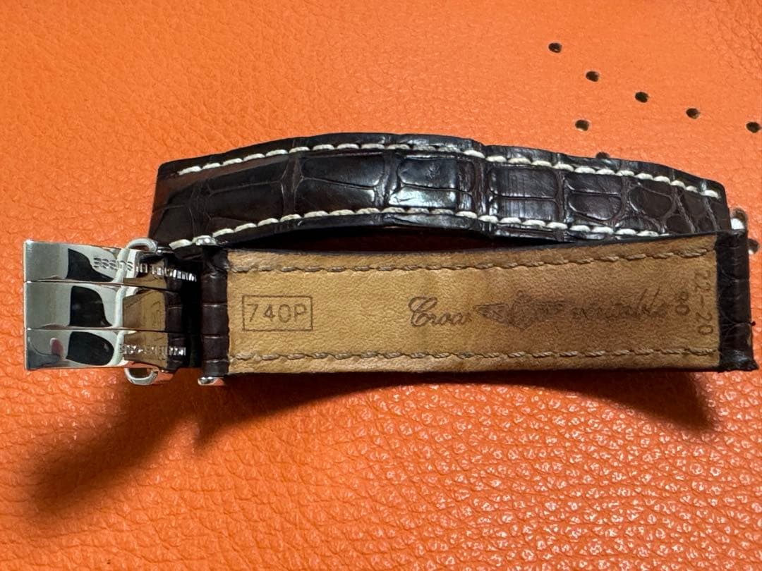 ブライトリング BREITLING 22-20 純正Dバックルクロコレザーベルト