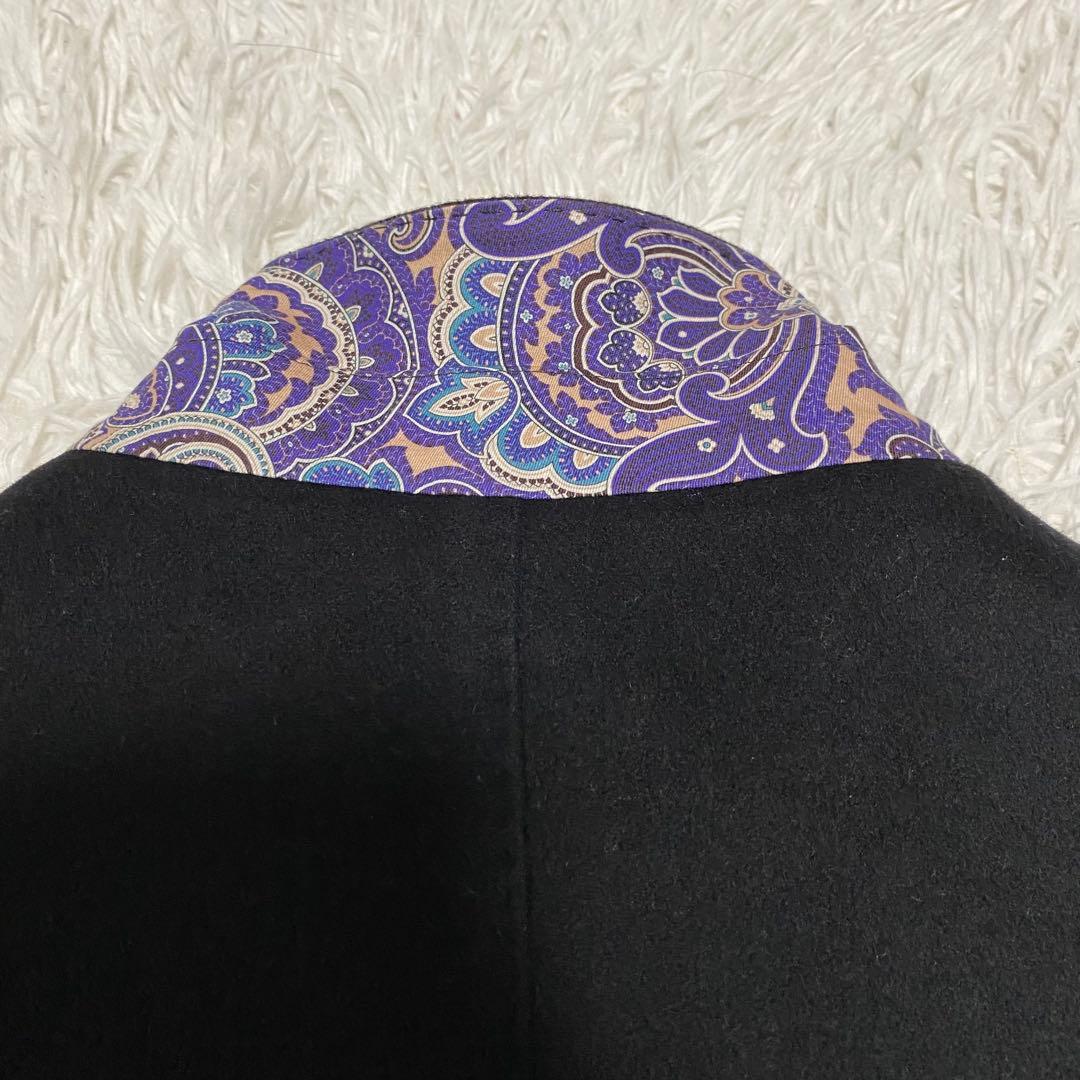 ルビアム　チェスターコート　メンズ　ブラック　ペイズリー柄