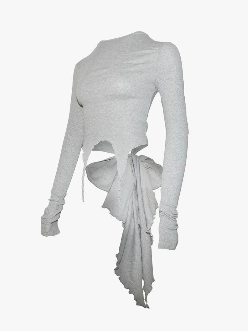 トップス THEREDTHREAD ribbon tail tops(gray)