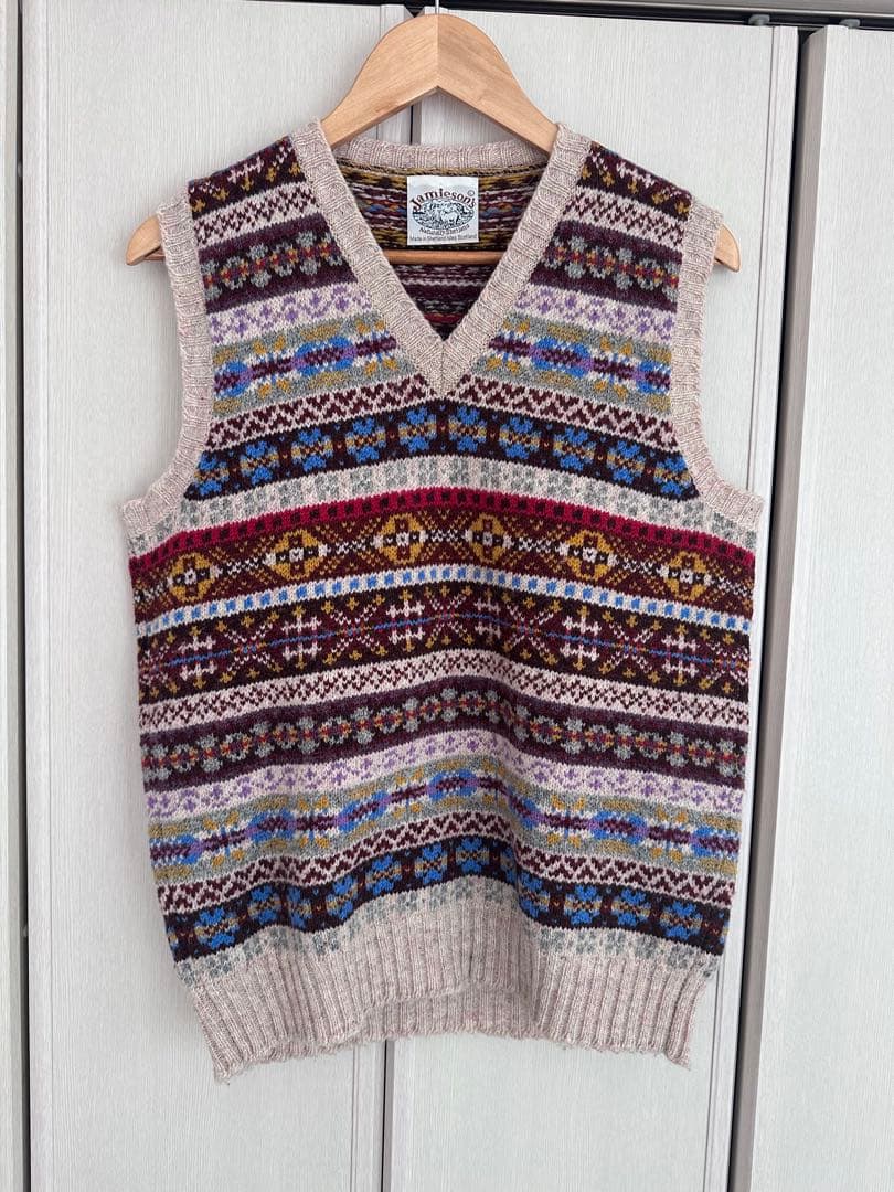 Jamieson's ノルディック柄 Vネックベスト