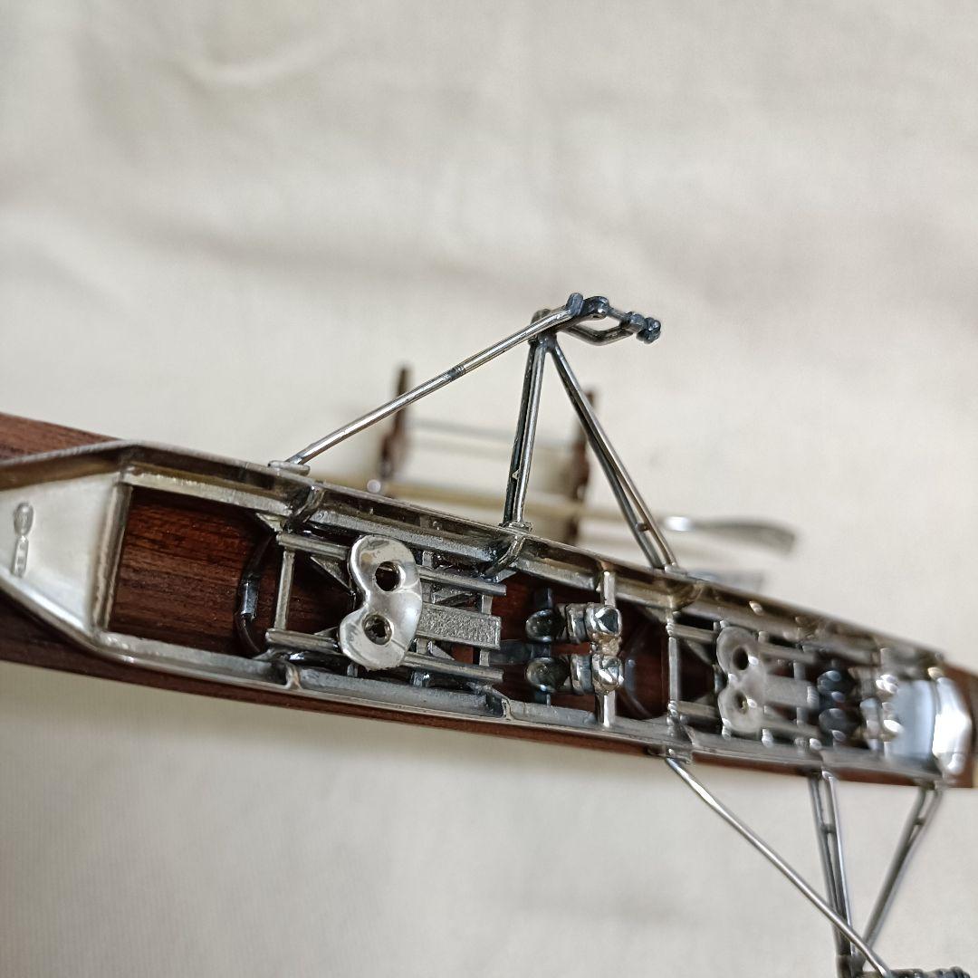銀無垢 ウッド 銀細工 ミニチュア ボート 船 模型 ビンテージ イタリア 刻印