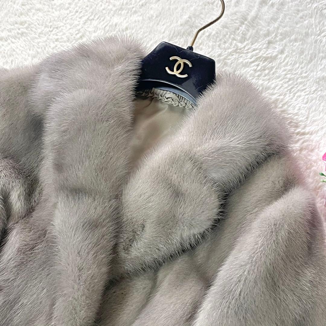 【美品】サファイアミンク 本毛皮 コート なめし柔らか サイズL相当