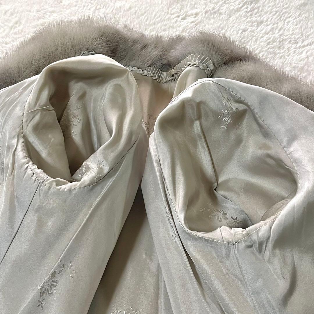 【美品】サファイアミンク 本毛皮 コート なめし柔らか サイズL相当