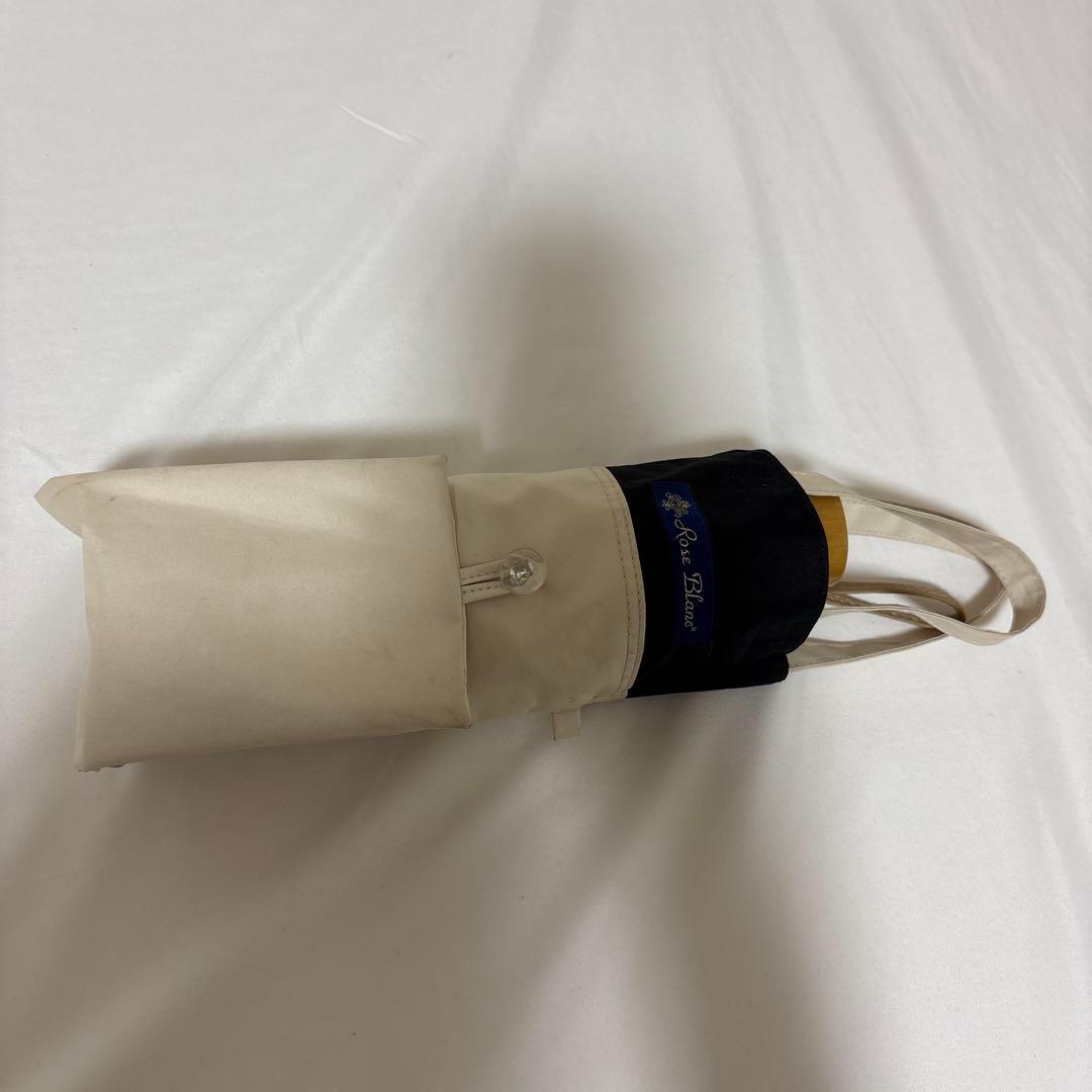 芦屋ロサブラン 日傘 50cm 3段折りたたみ アイボリー×ブラック