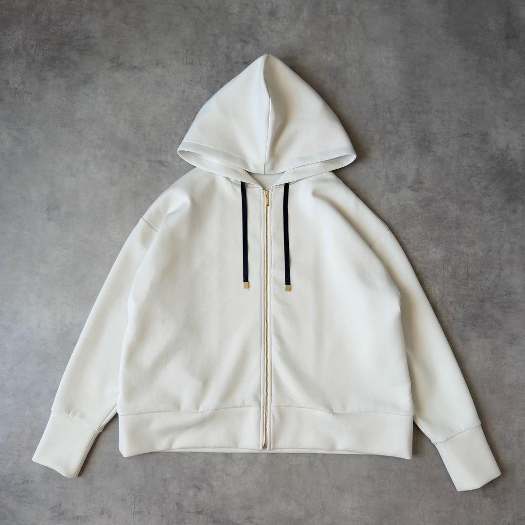 美品✨BEIGE ベイジ ダンボールニット ジップパーカー フーディー 4 L