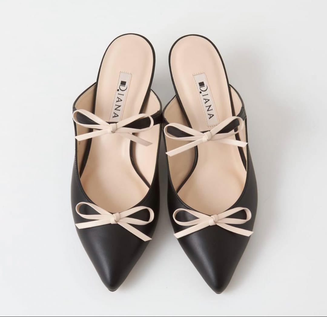 【今期販売中】DIANA リボン付きポインテッドトゥミュール S