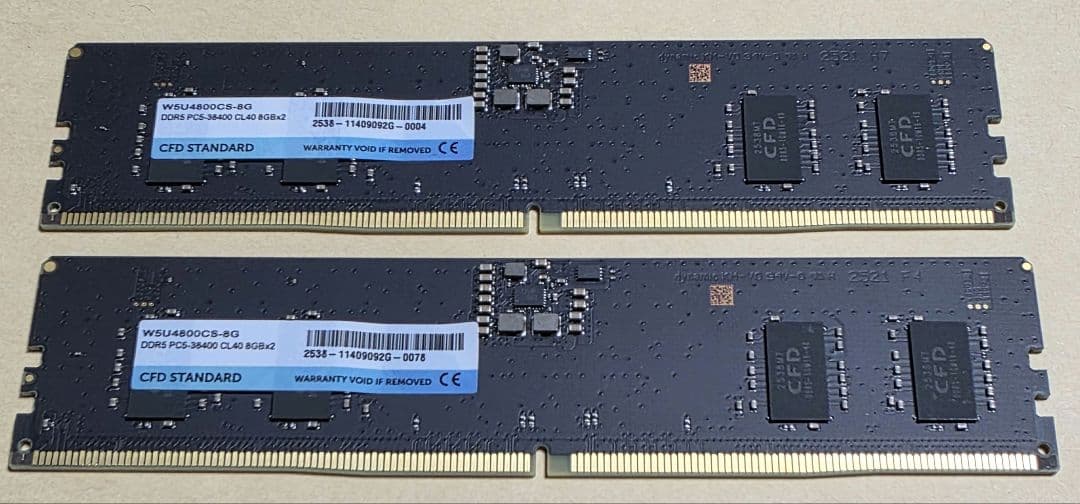 CFD W5U4800CS-8G DDR5 8GB x2個　動作未確認