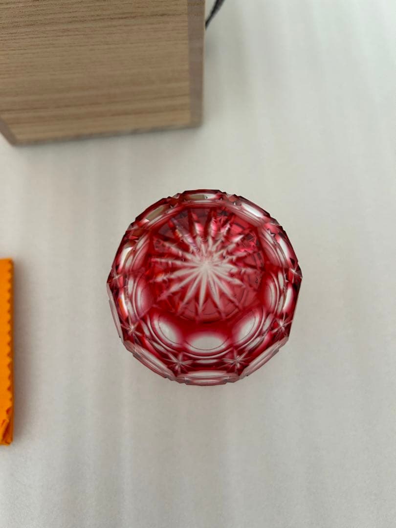 専用です　薩摩切子 色被せガラス 金赤☆花入れ 花瓶　一輪挿し