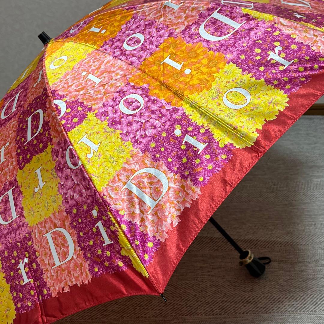 希少　Christian Dior ロゴ総柄　フラワー　花総柄　折りたたみ傘