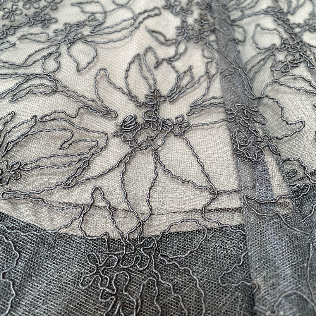 Leja マーメイドシルエットキャミワンピースリボン付きシアーパフスリーブ M