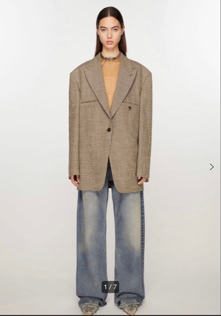 acne studious グレンチェックシングルブレスト テーラードジャケット