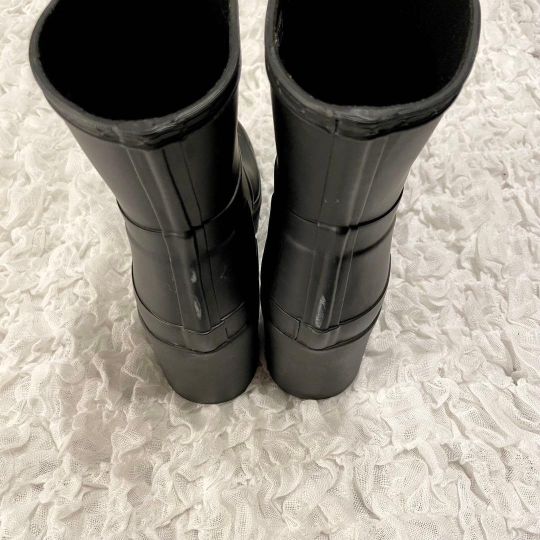 訳あり大特価‼️HUNTER ブラック ウェッジソール レインブーツ