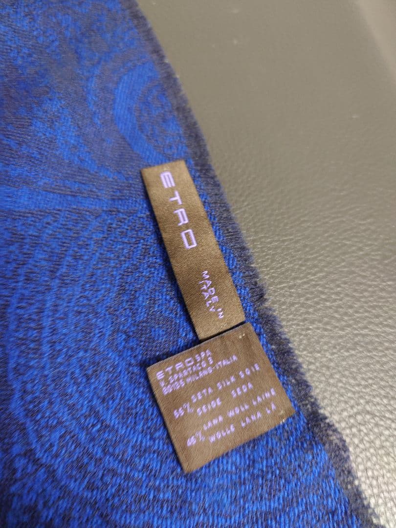 エトロ　ETRO　ストール　マフラー　ペイズリー　ネイビーブルー