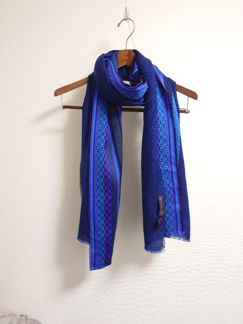 エトロ　ETRO　ストール　マフラー　ペイズリー　ネイビーブルー