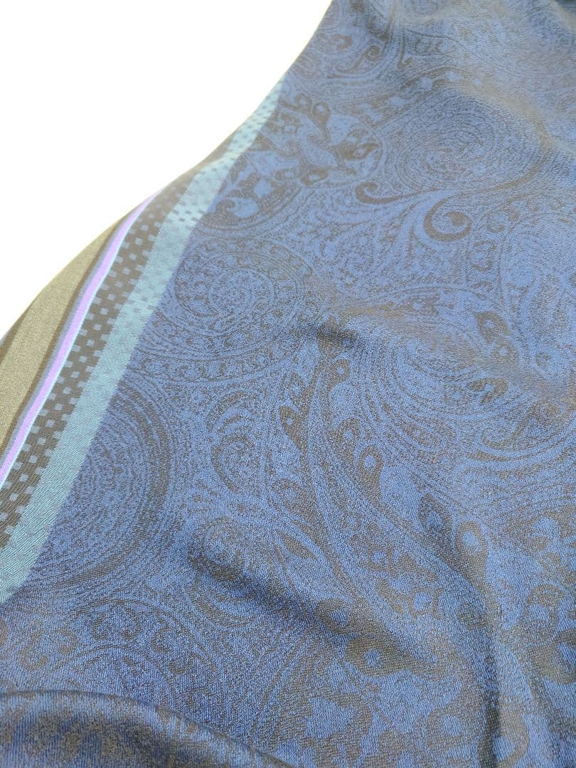 エトロ　ETRO　ストール　マフラー　ペイズリー　ネイビーブルー