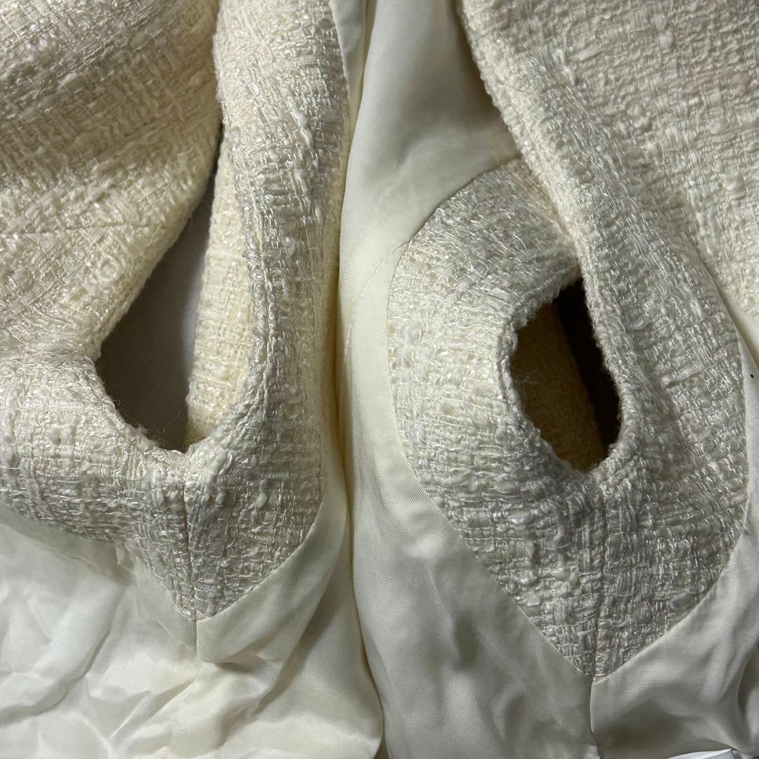 アナイ ツイードフリンジジレ パール 近年モデル ダブル 白 定価6.3万円