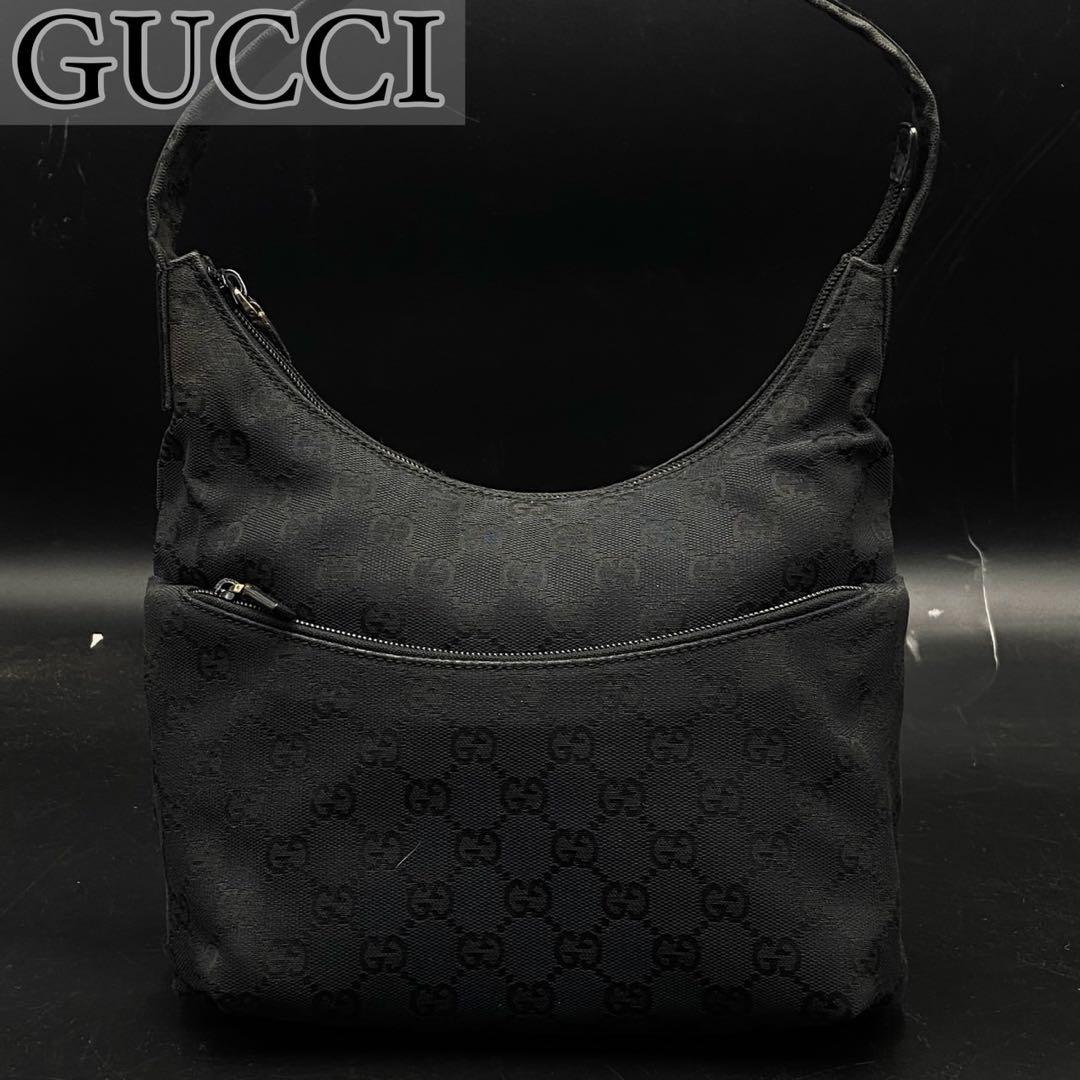 グッチ GG柄 ハンドバッグ ワンショルダー ブラック キャンバス