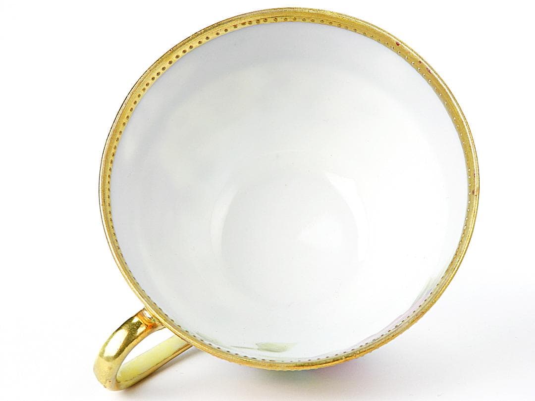 オールドノリタケ 金彩紅地 薔薇絵 カップ ソーサー アンティーク