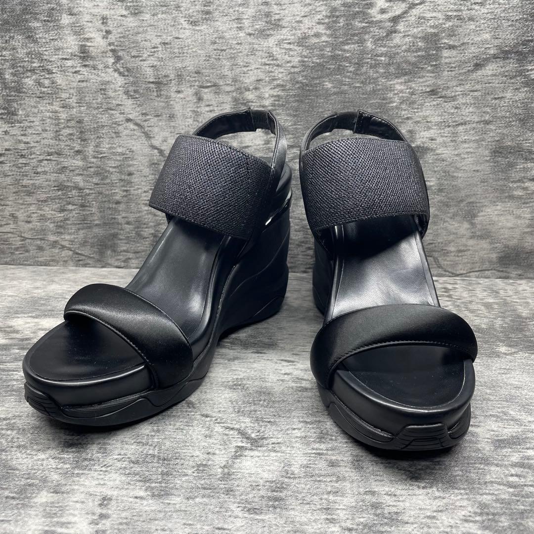 極美品✨＋Diana【24】ブラック ウェッジサンダル オープントゥ 厚底