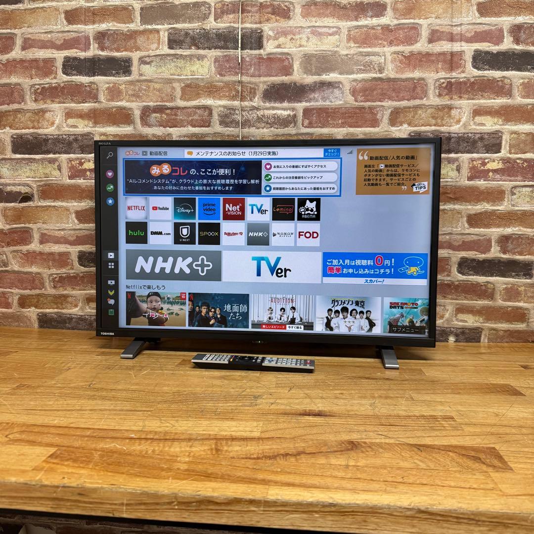 東芝 32V型 液晶テレビ 32V34 REGZA スマートテレビ 動画アプリ○