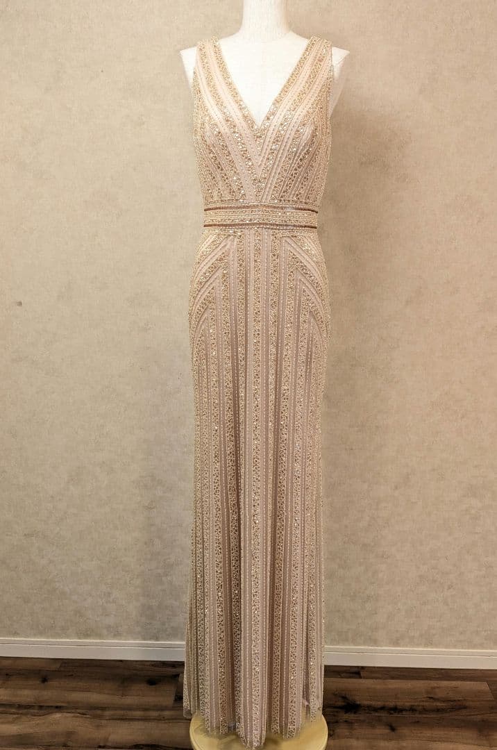 ロングドレス 演奏会発表会　ステージ　パーティー　イブニングドレス 　総ビーズ
