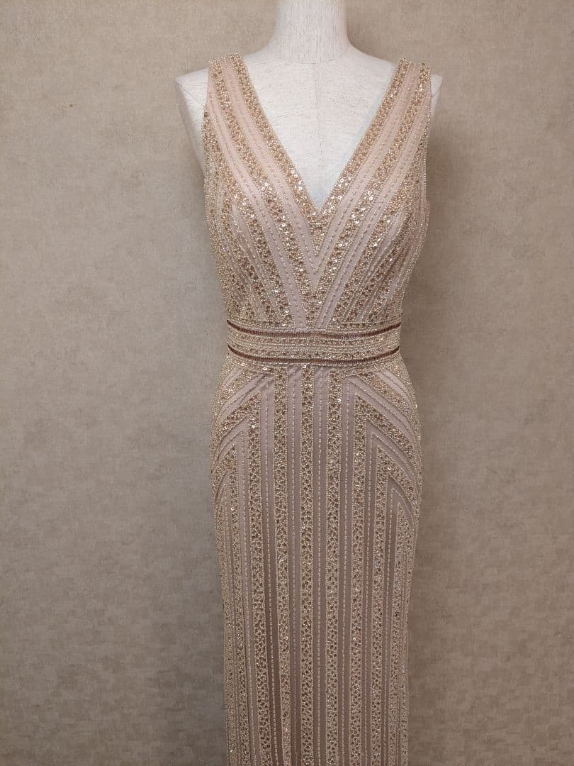 ロングドレス 演奏会発表会　ステージ　パーティー　イブニングドレス 　総ビーズ