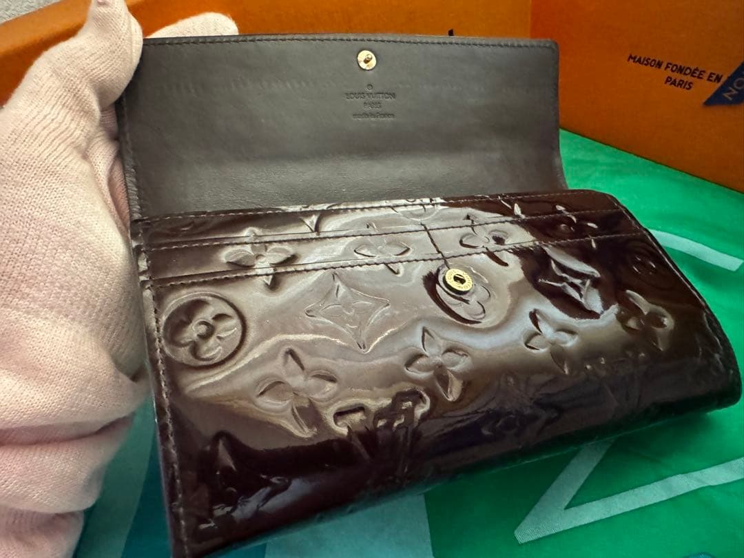 ルイヴィトン モノグラム 長財布 ヴェルニ アマラント 美品