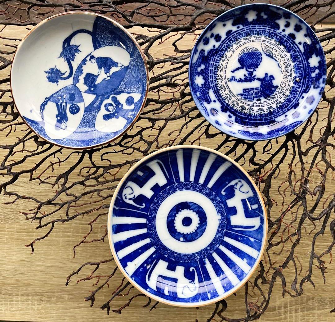 骨董　古伊万里　図変わり印判　人気図案　サーカス象　希少サイズ14〜センチ　１客