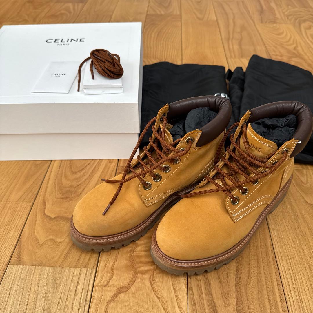 CELINE ブーツ ヌバック レースアップ
