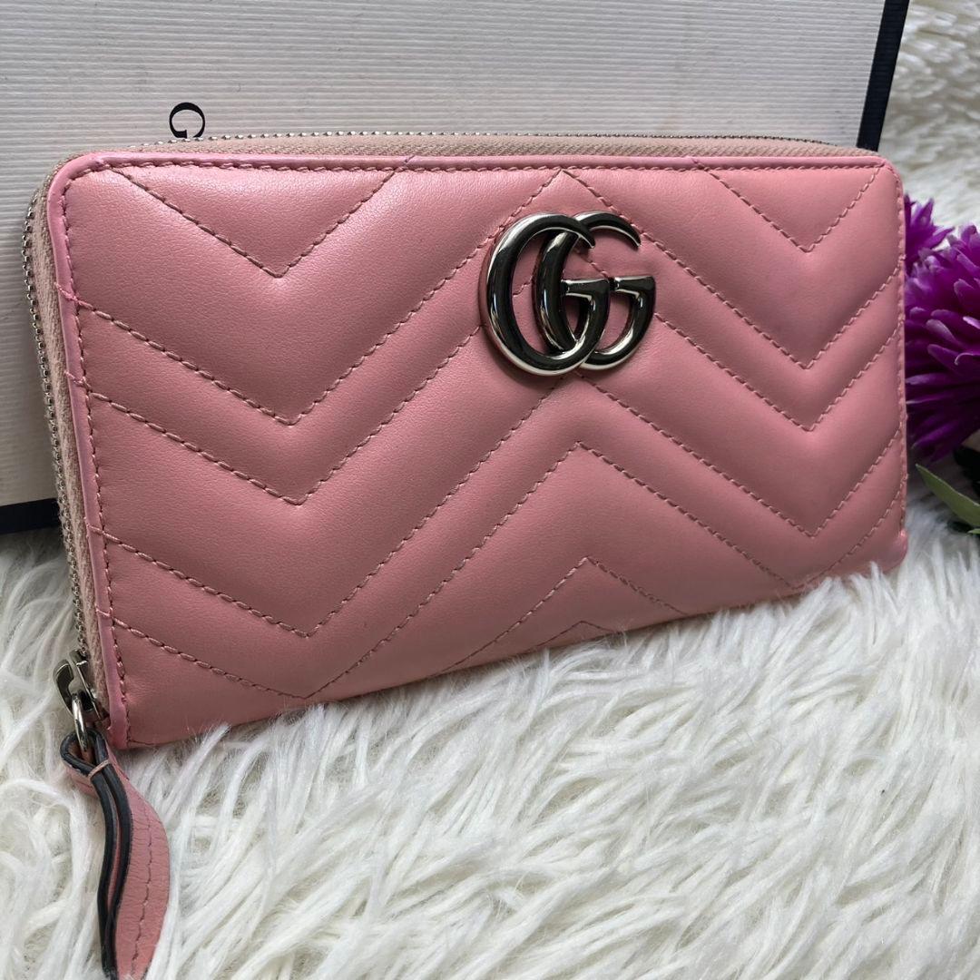 美品✨️グッチ GG マーモント 長財布 ラウンドジップ キルティング