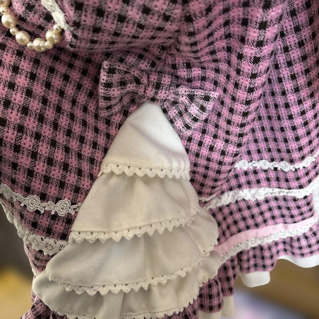 星*奨様 BODYLINEボディラインのチェック柄ワンピコート　ワンピース　姫ロ