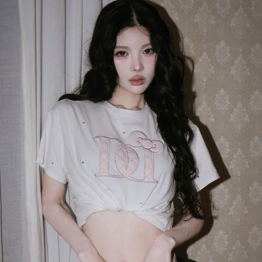 Darich キティ　キルティングアップリケビジューTシャツ　ホワイト