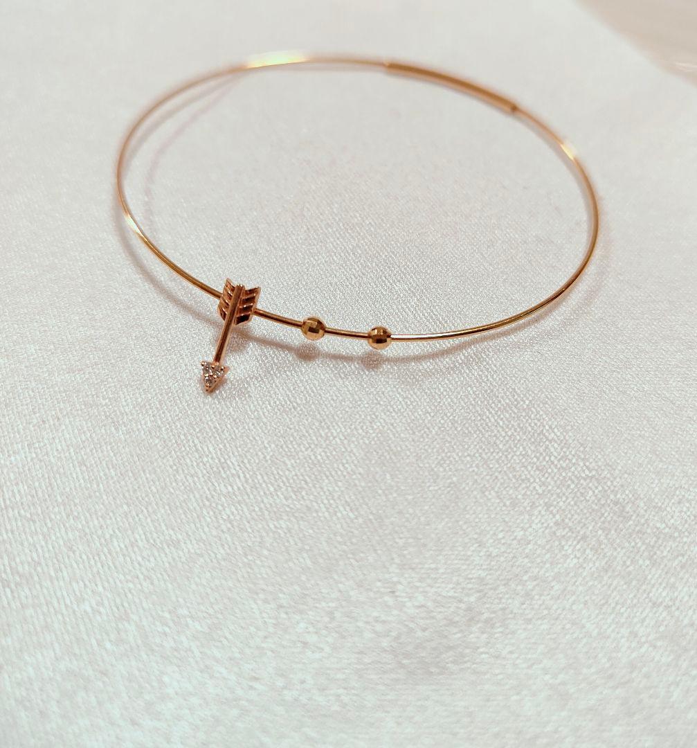 Ｋ18 バングル agete ダイヤ K10 アロー 弓矢モチーフ