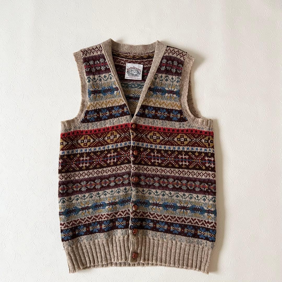 ジャミーソンズ Jamieson’s ニットベスト スコットランド製 総柄