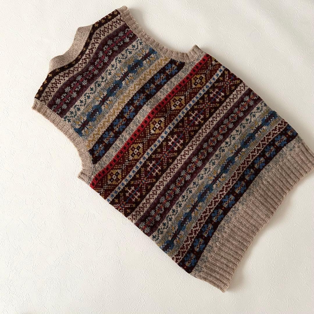 ジャミーソンズ Jamieson’s ニットベスト スコットランド製 総柄