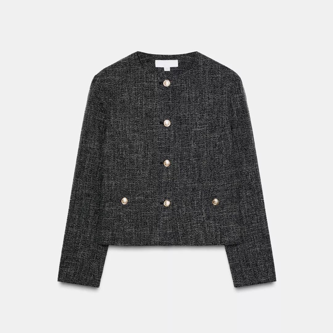 美品　ZARA メランジショートブレザー