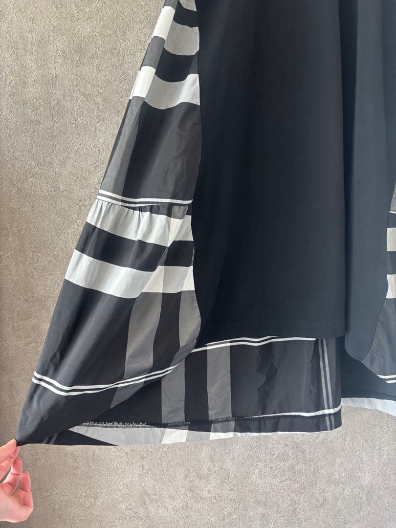 【美品】ビアズリー　後ろタフタビッグチェックチュニックワンピース　ブラック　F