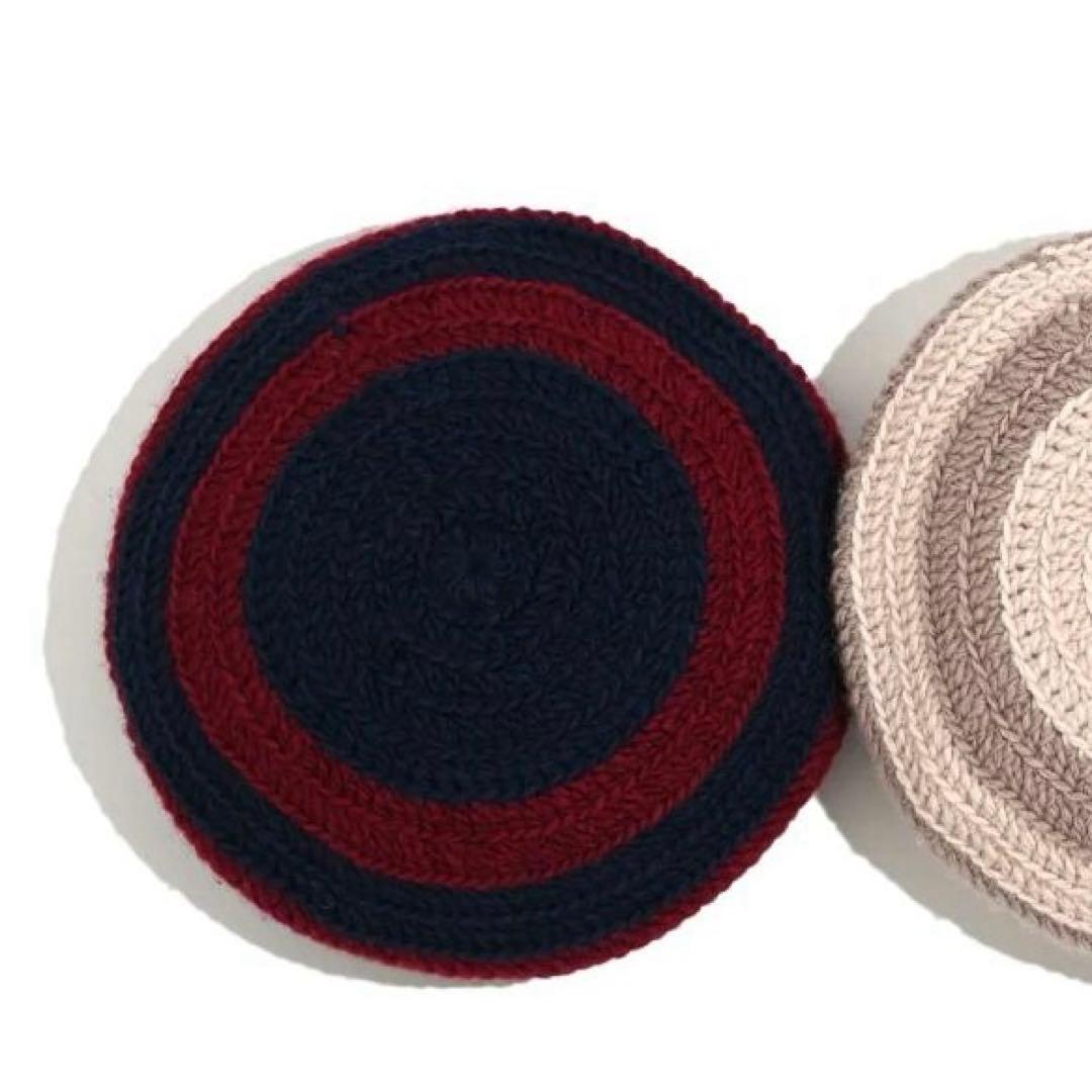 新品 COMFORTABLE REASON ニットベレー帽 レッド ブルー