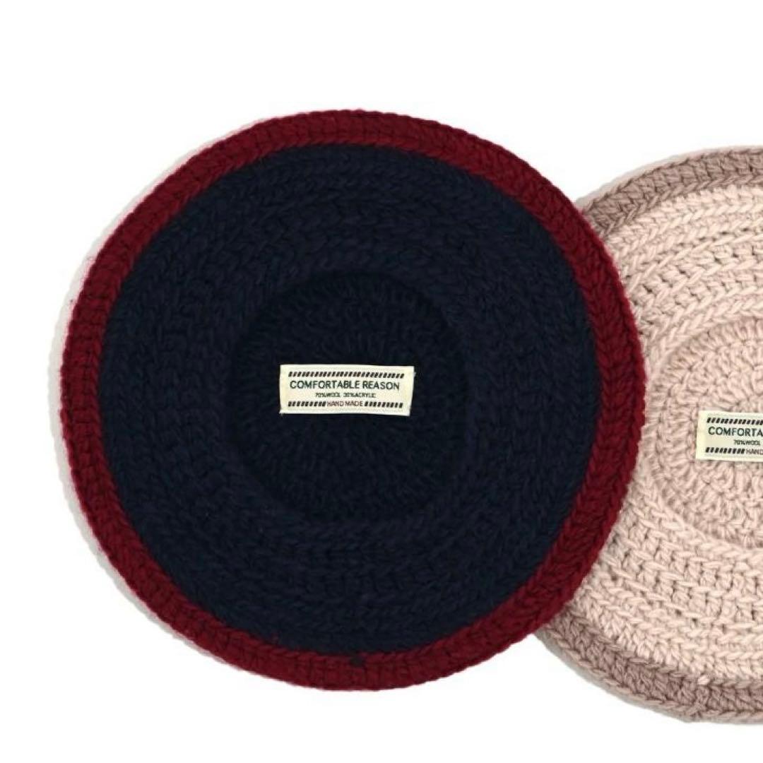 新品 COMFORTABLE REASON ニットベレー帽 レッド ブルー