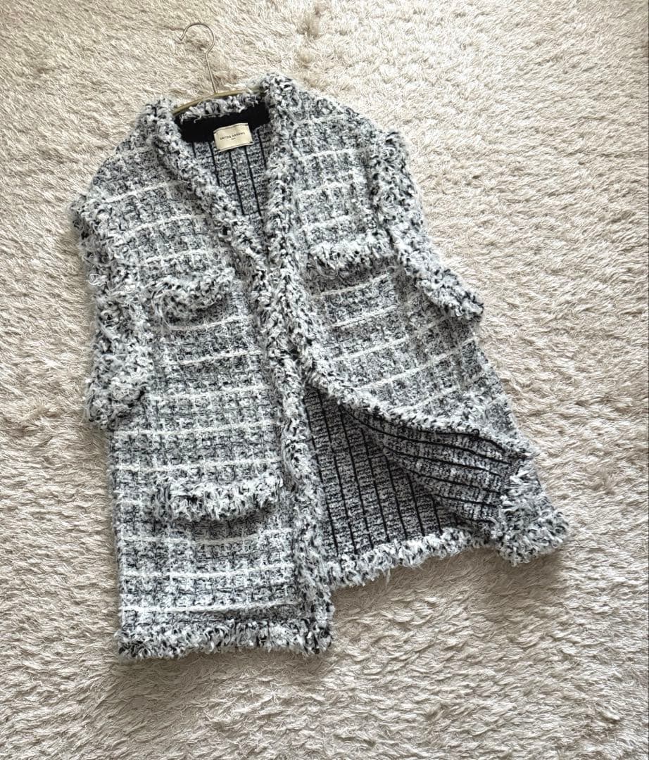 最終SALE【ユナイテッドアローズ】Vネック ミックスチェックツイードベスト