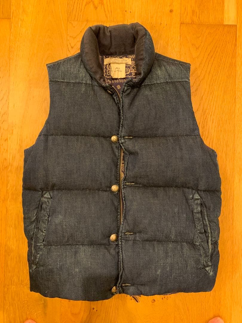 【美品】レミレリーフ　デニムダウンベスト　サイズL　ペイズリー